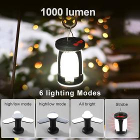 Lanterne de camping Rechargeable avec 6 modes d’éclairage, 60 LED