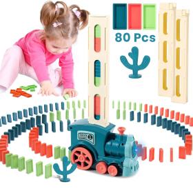 Train Automatique Dominos 80 Pièces Cadeau pour Garçons et Filles – لعبة قطار الدومينو