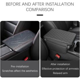 Housse fine pour Accoudoir de voiture en cuir avec 2 sacs de rangement - وسادة مسند الذراع في السيارة