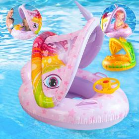 Bouée de natation gonflable pour bébé avec toit et Claxone – عوامة أطفال مع مظلة