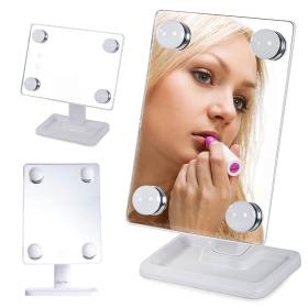 Miroir de Maquillage avec 4 ampoules LED Contrôle tactile intelligent et rotation à 360° – مرآة المكياج