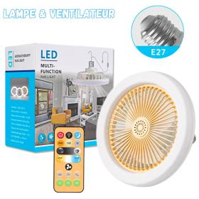 Lampe et Ventilateur de plafond silencieux avec télécommande 30W 220V