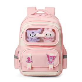 Sac à Dos Enfant Ludique avec Plusieurs Compartiment et un Peluche LM-5122 Rose – حقيبة ظهر للأطفال وردي