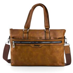 Cartable Homme en Simili Cuir Design Élégant Jeep 180551-12 Marron Clair – حقيبة جلدية لون بني فاتح