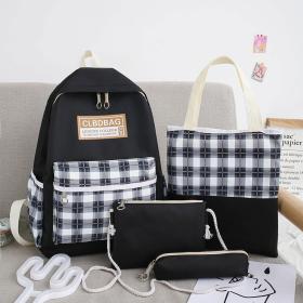 Ensemble de sacs d’école Kawai pour adolescents 4Pcs CLBD V4 Noir – محفظة 4 قطع كاواي أسود