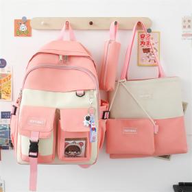 Ensemble de sacs d’école Kawai pour adolescents 4Pcs Guiyu V3 Rose – محفظة 4 قطع كاواي وردي