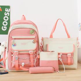Ensemble de sacs d’école Kawai pour adolescents 4Pcs GUORANCHAO Rose – محفظة 4 قطع كاواي وردي