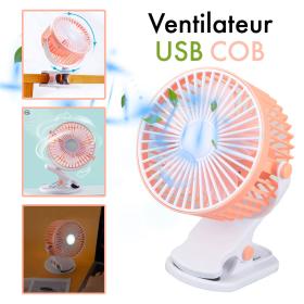 Ventilateur de bureau portable à pince réglable à 360°, rechargeable via USB