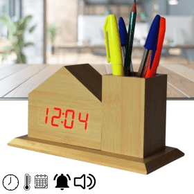 Digital Wooden Clock Sound Control VST-879